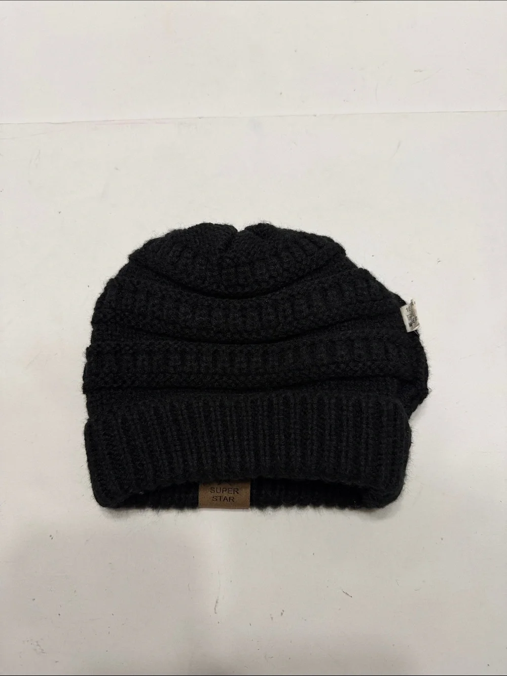 Super star Kids Black Knit Beanie Hat